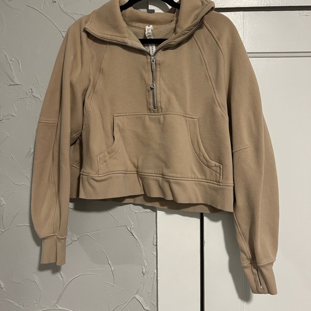 Women's Scuba Lululemon Beige Funnel Neck Half Zip